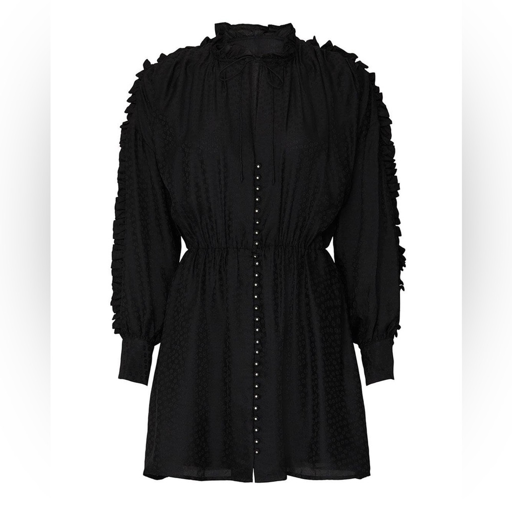 The Kooples black silk ruffle sleeve dress